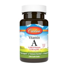 Витамин А (ретинил пальмитат) Carlson Labs Vitamin A 15,000 IU (4,500 mcg RAE) (240 softgels)