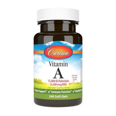 Витамин А (ретинил пальмитат) Carlson Labs Vitamin A 15,000 IU (4,500 mcg RAE) (240 softgels)