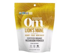 Їжовік гребінчастий Om Mushrooms, Certified Organic Mushroom Powder, Lion's Mane 100 г