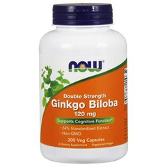 Экстракт гинкго билоба двойной силы Now Foods Ginkgo Biloba 120 mg Double Strength (200 veg caps)
