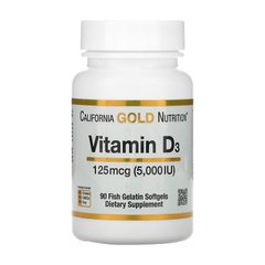 Витамин D3 California Gold Nutrition Vitamin D3 125 mcg (5,000 IU) (90 fish gelatin softgels)