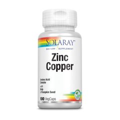 Цинк + Медь Соларай / Solaray Zinc Copper (100 veg caps)