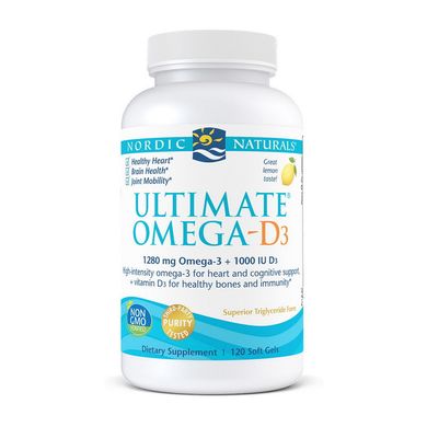 Ultimate Omega - D3 1280 mg/1000 IU (120 soft gels, great lemon)