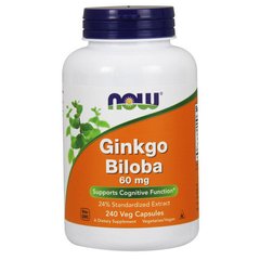 Экстракт гинкго билоба Now Foods Ginkgo Biloba 60 mg (240 caps)