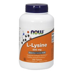 Аминокислота L-лизин (гидрохлорид) Now Foods L-Lysine 500 mg (250 tab)