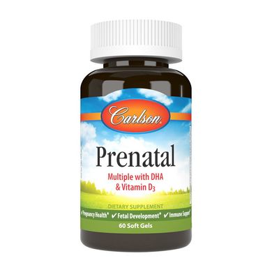 Мультивитамины для беременных Carlson Labs Prenatal Multiple with DHA & Vitamin D3 (60 sgels)