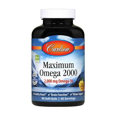 Максимум Омега-3 Carlson Labs Maximum Omega 2000 mg 1250 EPA / 500 DHA (90 soft gels, natural lemon)