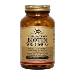 Биотин (витамин В7) Solgar Biotin 5000 mcg (100 veg caps)