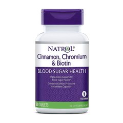 Корица с Хромом и Биотином для снижения уровня сахара в крови Natrol Cinnamon, Chromium & Biotin (60 tab)
