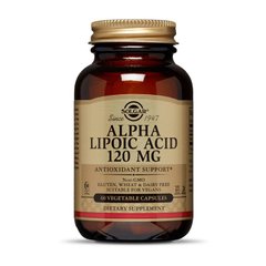 Альфа-липоевая кислота Solgar Alpha Lipoic Acid 120 mg 60 вег капсул