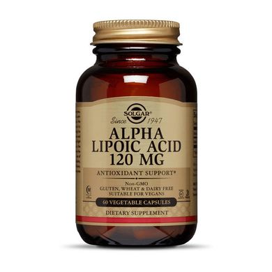 Альфа-липоевая кислота Solgar Alpha Lipoic Acid 120 mg 60 вег капсул