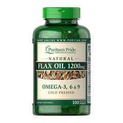 Flax Oil 1200 mg Omega 3-6-9 (100 softgels) жирні кислоти Puritan's Pride