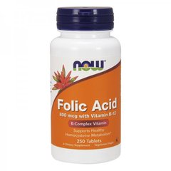 Фолиевая кислота + Витамин B12 Now Foods Folic Acid + vitamin B-12 800 mсg (250 tabs)