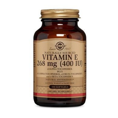 Вітамін Е (d-альфа-токоферол) Solgar Vitamin E 400 IU (100 softgels) без добавок