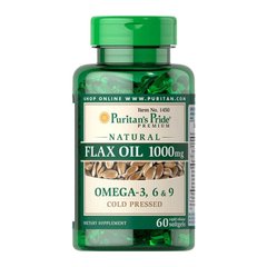 Flax Oil 1000 mg Omega 3-6-9 (60 softgels) жирні кислоти Puritan's Pride