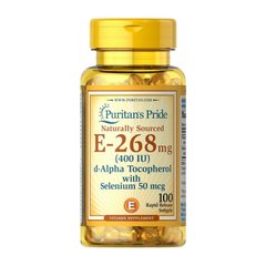 Витамин Е Puritan's Pride Vitamin E-268 mg natural (400 IU) alpha tocopheryl with selenium 50 mcg (100 caps)