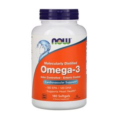 Омега 3 рыбий жир Now Foods Omega-3 Odor Controlled - Enteric Coated 180 капсул