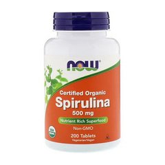Органічна спіруліна Now Foods Spirulina 500 mg certified organic 200 пігулок