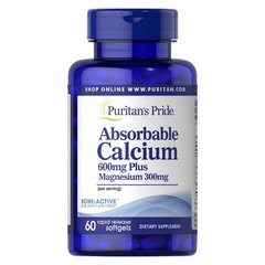 Absorbable Calcium 600 mg Plus Magnesium 300 mg (60 softgels) Puritan's Pride