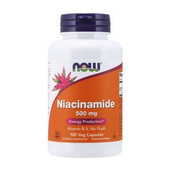 Ніацин (як ніацинамід) (вітамін B-3) Нау Фудс / Now Foods Niacinamide 500 mg (100 veg caps)