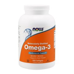 Омега 3 риб'ячий жир Now Foods Omega-3 molecularly distilled 180 EPA / 120 DHA 500 капсул