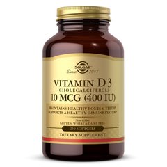 Витамин D3 (в виде холекальциферола) Солгар / Solgar Vitamin D3 400 IU (250 softgels)