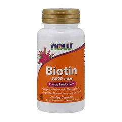 Биотин (витамин H или B7) Now Foods Biotin 5,000 mcg (60 veg caps)