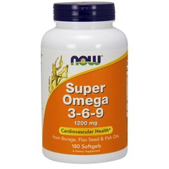 Жирні кислоти Super Omega 3-6-9 Now Foods 1200 мг 180 капсул