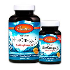 Elite Omega 3 (90+30 soft gels, lemon) жирні кислоти Carlson Labs