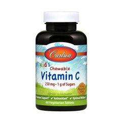 Дитячий жувальний вітамін Ц Carlson Labs kid's Chewable Vitamin C 250 mg 1 g of Sugars (60 veg tab)