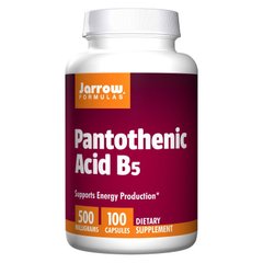 Пантотеновая кислота (в виде d-кальция пантотената) Jarrow Formulas Pantothenic Acid B5 500 mg (100 caps)