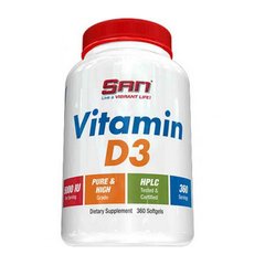 Витамин D3 (холекальциферол) (из ланолина) САН / SAN Vitamin D3 5000 IU (360 softgels)