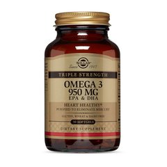 Омега-3 риб'ячий жир потрійної сили Solgar Omega 3 950 mg EPA & DHA (50 softgels)