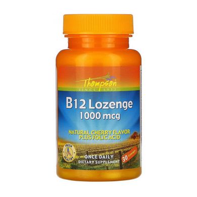 Вітамін B-12 + Фолієва кислота Томпсон / Thompson B-12 Lozenge 1000 mcg plus folic acid (30 lozenges)