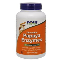 Жевательные ферменты папайи Now Foods Papaya Enzyme Chewable 360 lozenges
