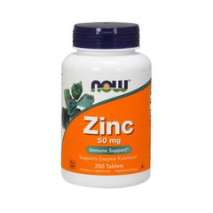 Цинк (глюконат цинка) 50 мг Now Foods Zinc Gluconate 50 mg (250 tabs)