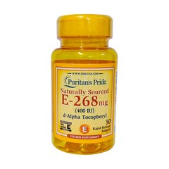 Вітамін Е (як d-альфа-токоферилацетату) Puritan's Pride Naturally Sourced E-268 mg (400 IU) (50 softgels)