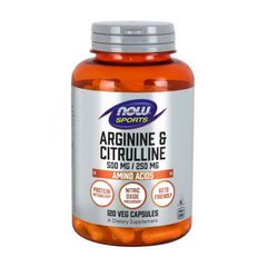 Аргинин и цитруллин 500 мг / 250 мг Now Foods Arginine & Citrulline 500 mg/250 mg (120 caps)