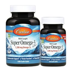 Риб'ячий жир норвезький супер Омега 3 Carlson Labs Super Omega 3 1,200 mg (100+30 soft gels)