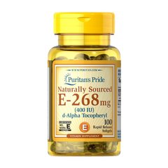 Витамин Е (в виде d-альфа-токоферилацетата) Puritan's Pride Naturally Sourced E-268 mg (400 IU) (100 softgels)