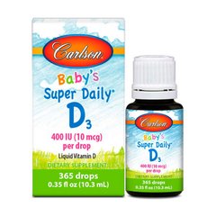 Вітамін Д3 для дітей Carlson Labs baby's Super Daily D3 400 IU (10.3 ml)