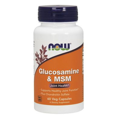 Глюкозамин сульфат и МСМ + хондроитин сульфат Now Foods Glucosamine & MSM + chondroitin sulfate (60 veg caps)