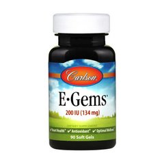 Витамин Е (в виде d-альфа-токоферола из сои) Carlson Labs E-Gems 200 IU (134 mg) (90 soft gels)