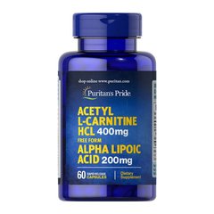 Acetyl L-Carnitine HCL 400 mg with Alpha Lipoic Acid 200 mg (60 caps) Puritan's Pride