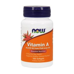 Вітамін A з риб'ячого жиру Now Foods Vitamin A 25,000 IU from Fish Liver Oil (100 softgels)