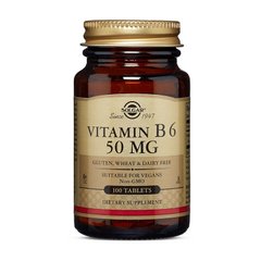 Вітамін B-6 (піридоксин гідрохлорид) Solgar Vitamin B6 50 mg (100 tabs)