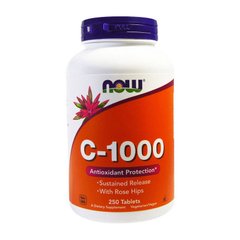 Витамин Ц-1000 (аскорбиновая кислота) + шиповник Now Foods C-1000 with rose hips (250 tabs)
