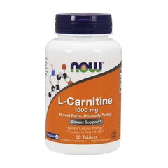 Аминокислота Л-карнитин чистый Нау Фудс / Now Foods L-Carnitine 1000 mg purest form (50 tab)