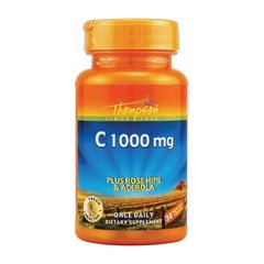 Вітамін Ц з шипшиною і вишнею ацероли Томпсон / Thompson C 1000 mg plus rose hips and acerola (30 veg caps)