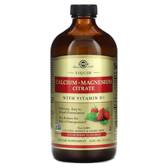 Рідкий цитрат кальцію і магнію з вітаміном Д-3 Solgar Calcium Magnesium Citrate with vit D3 (473 ml) natural strawberry